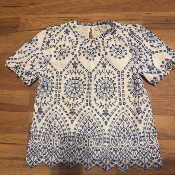 Hayden Navy and White Embroidered Blouse - Picture 1 of 6